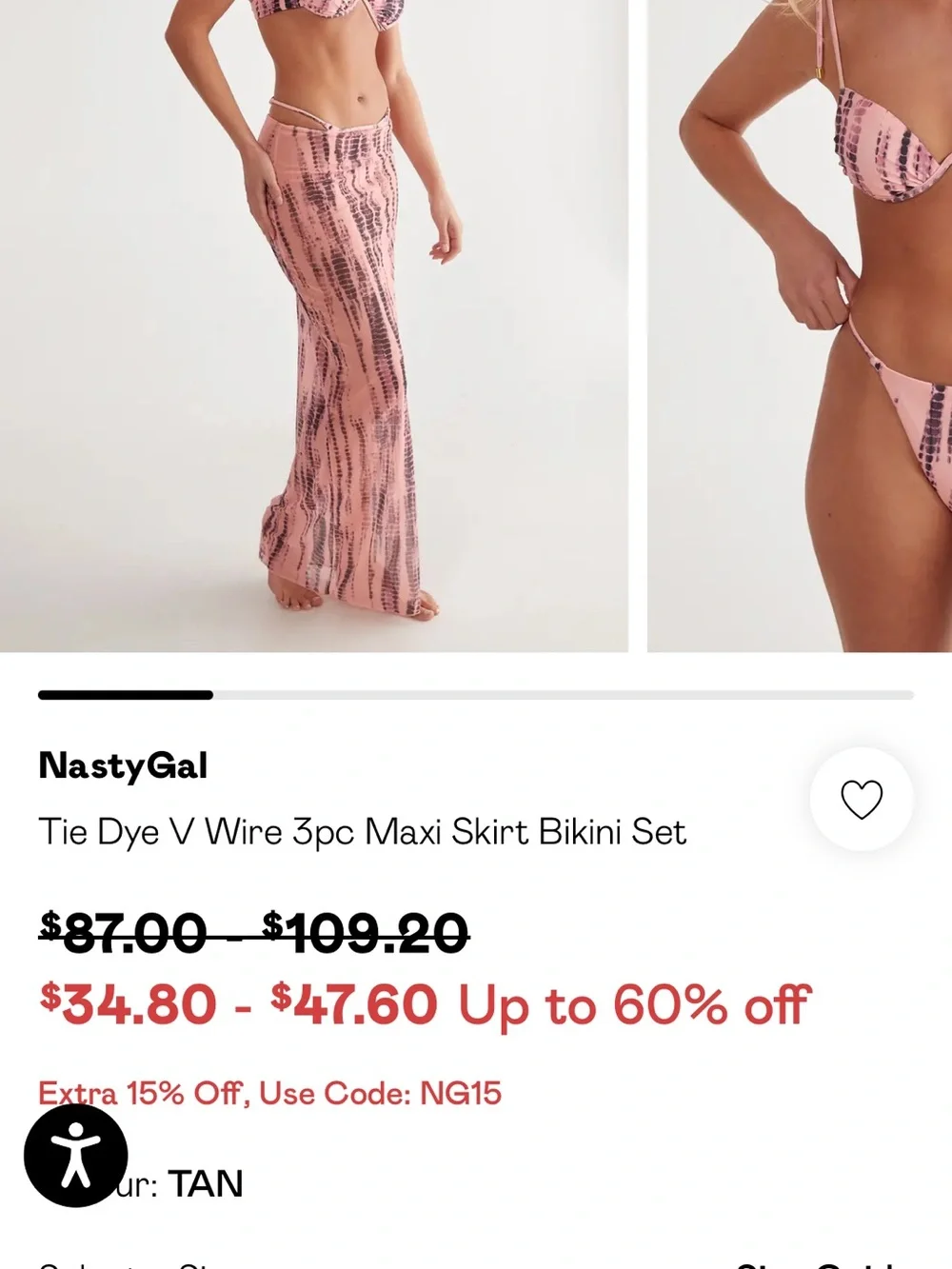 Nasty Gal Pink Tie-Dye Maxi Skirt Bikini Set